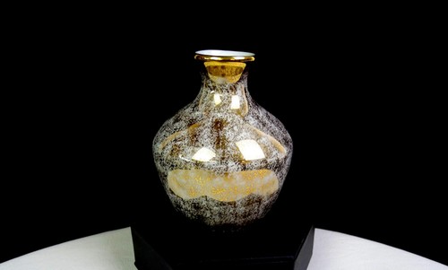 Vaso F.M Fontanelle Et Marraud Limoges Francia porcellana Napoleone dorato 3" anni '30 - Foto 3 di 9