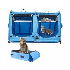Mispace Portable 2 Pet Carriers for Cats Collapsible Cat Condo for Car Travel...