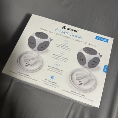 Atomi Power Cube 2 pack   Outlets & USB-C & USB-A Ports + 5-ft. Cable