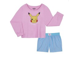 Pok mon Pikachu Girls 2 Piece Pajama Set Pink Blue Long Sleeve Size S 6/6X NWT