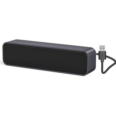 Mini SoundBar Lautsprecher mit Stereo-Sound - Platzsparendes Design in Blau/Grau