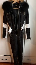 DOMENICA Black White Hooded Womens Snowsuit w...