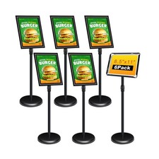 6Pack Adjustable Pedestal Sign Holder - 8.5''x11'', Floor Standing Poster Sig...