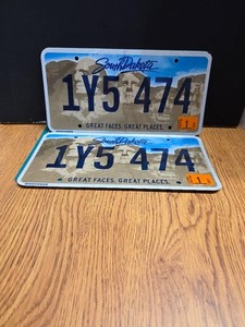 MATCHED SET SOUTH DAKOTA MOUNT RUSHMORE LICENSE PLATES 1Y5 474 (LOT 516) 2018