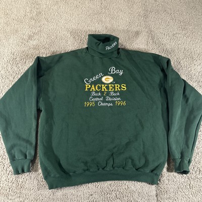 Vtg Green Bay Packers Pullover Mens Large Green Did. Champs 95 & 96 USA NFL 90s
