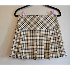 Womens Yellow Plaid Elastic School Girl Skirt Waist 28" Clueless 90's Labijou M