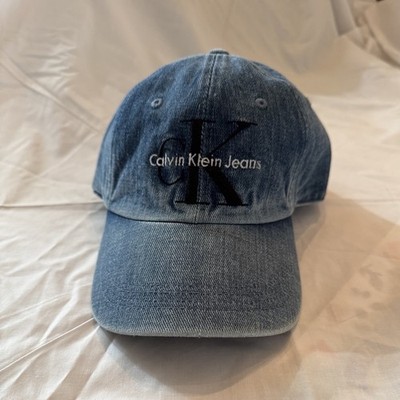 Calvin Klein CK Logo Baseball Hat Denim Monogram Logo Adjustable Cap Brand New