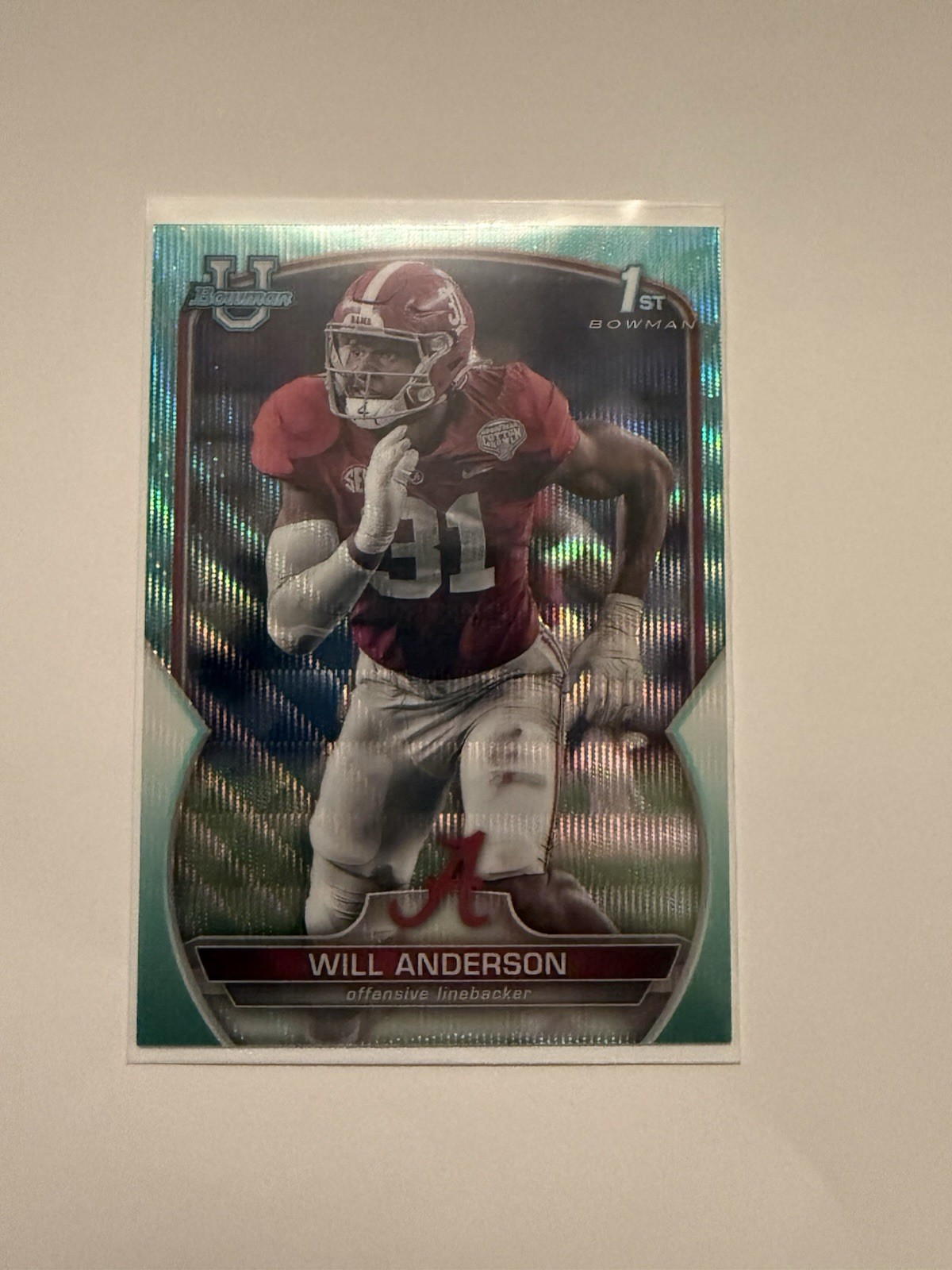 2022 Bowman University Chrome - Will Anderson #52 Aqua Wave Refractor /299 (RC)