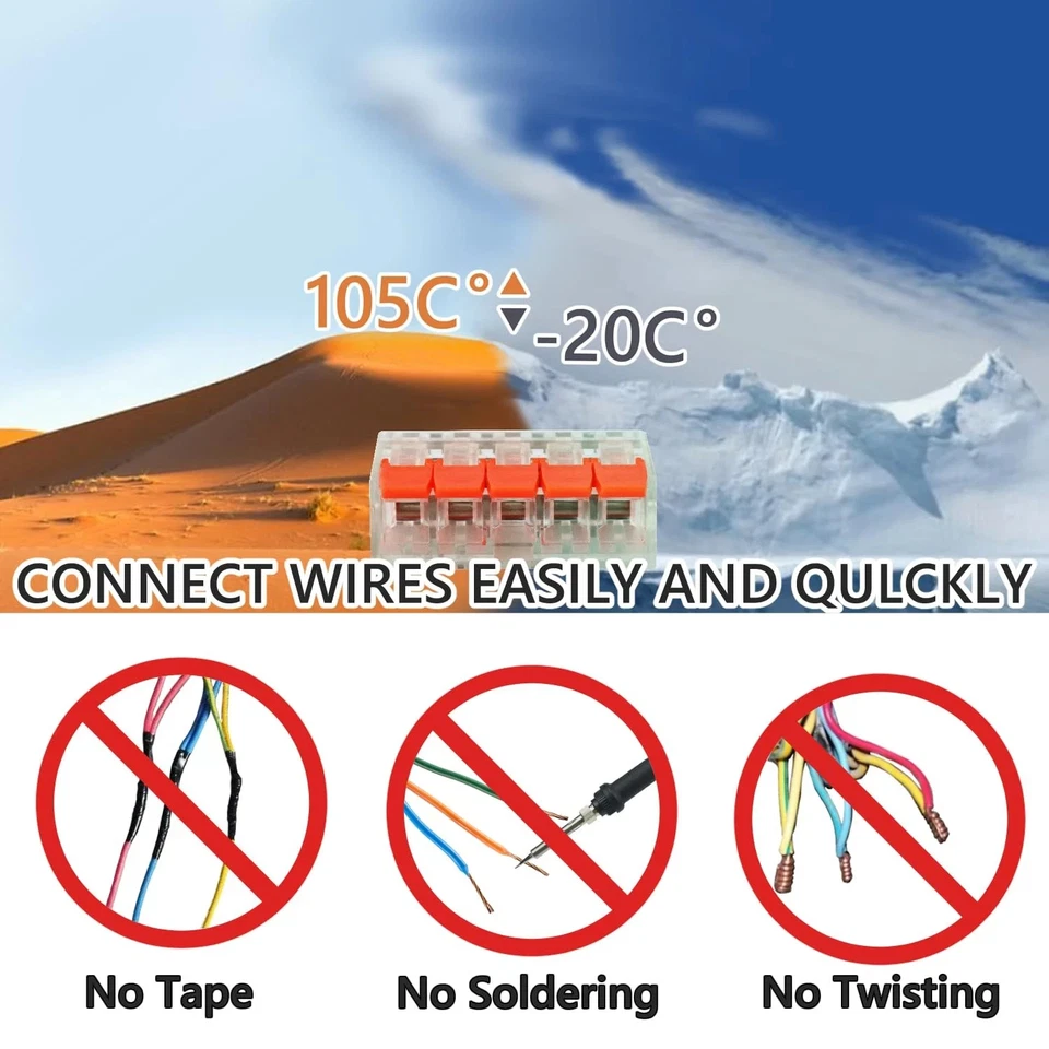 Lever Wire Connectors, 75 Pcs Wire Connector Assortment Pack Compact Splicing - Image 4 of 4