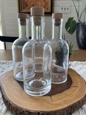 Clear Glass Decorative Bottle w/ Wooden Cork Lid 8in x 3in