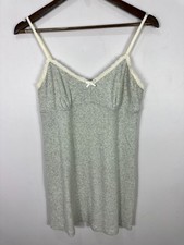 Forever 21 Gray Babydoll Ribbed Lace Trim Slip Dress Mini Y2K Spaghetti Strap XL