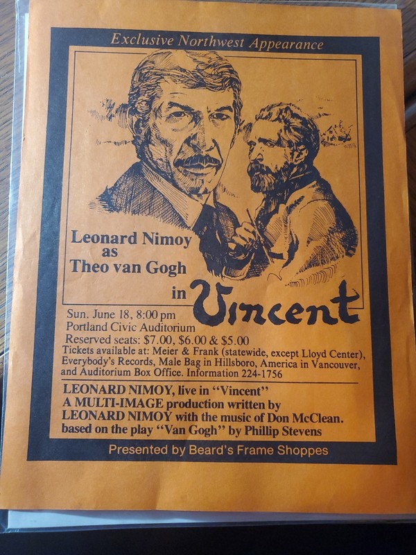 Leonard Nimoy As Theo Van Gogh In Vincent Flyer