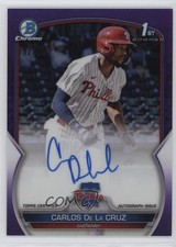 2023 Bowman Chrome Prospect Purple Refractor 192/250 Carlos De La Cruz Auto 00rs