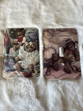 Vintage 1980  s Set Of 2 Teddy Bear Single Metal Light Switch Plate Covers
