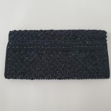 Vtg La Regale Handmade Beaded Sequin Evening Black Clutch Bag Hong Kong Glam EUC