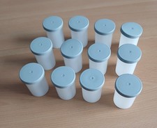 12 Empty 35mm  Film Canister Pots. Clear Plastic With Lids