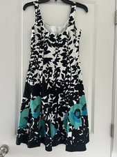 Nine West Dress Leaf and Floral Print Sleeveless A-Line Dress Size 6.