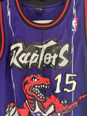 Vtg Nike Toronto Raptors Vince Carter #15 Purple Dinosaur Jersey