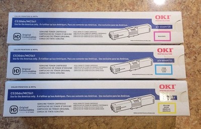 Cyan Yellow Magenta Set Of 3 READ ALL Okidata OKI 44469721 Toner Cartridge C530