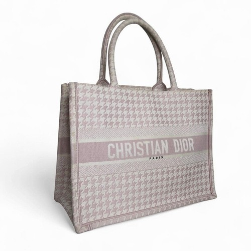 Christian Dior Book Tote Medium Tote Bag Houndstooth Pattern Pink E01220011155 M