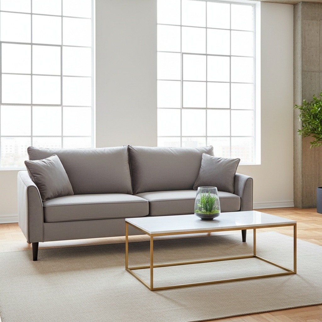 DecHome Divano 3 Posti Moderno in Velluto 196x83x89 cm Tortora - Cordoba