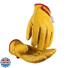 Winter Leather Work Gloves, Warm Thinsulate Lining for Cold Weath