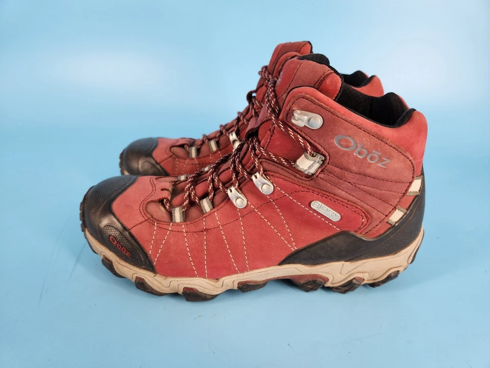 Oboz Bridger женщин красный кожаный шнурует вверх водонепроницаемый середины B-Dry туристические ботинки Sz 10,5 - Изображение 4 из 4
