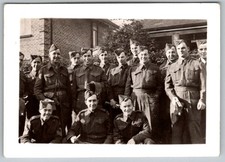 Vtg B W Snapshot Group Of Soldiers Outdoors Uniforms 1940s