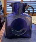 Blenko Double Spout Vase Amethyst Purple Signed 2007 Hand Blown Art Glass 8”