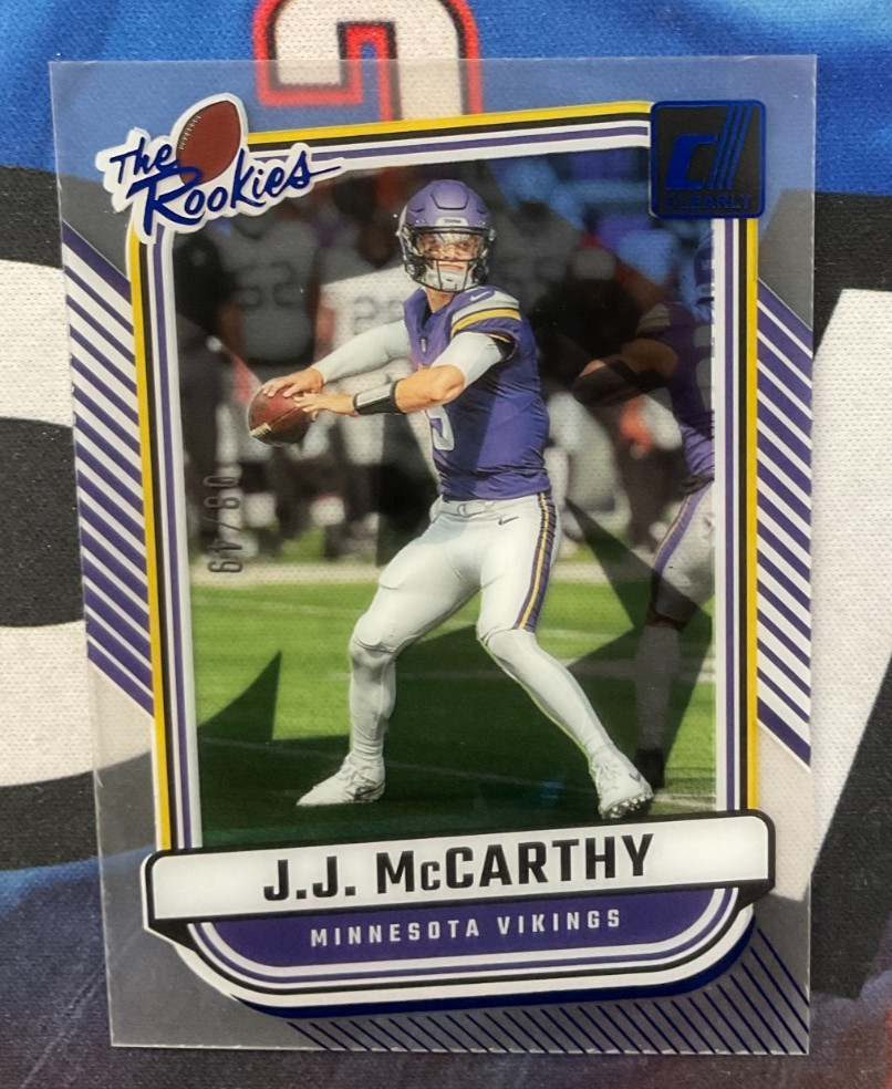 2024 Panini Clearly Donruss #10 JJ McCarthy Blue 08/49 The Rookies RC (JR)