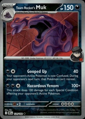 Team Rocket's Muk 124/182 Uncommon Destined Rivals Pokemon Reverse Holo LP