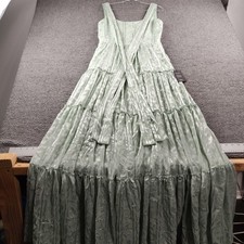 Lulus Maxi Dress Green Floral Tiered Lined Flowy Lilghtweight Ruched SZ M NWT