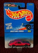 1996 Hot Wheels Bluewhite Card 623 Mustang Cobra Pink-black Wchrome Wheels 1996 Hot Wheels Bluewhite Card 623 Mustang Cobra Pink-black Wchrome Wheels