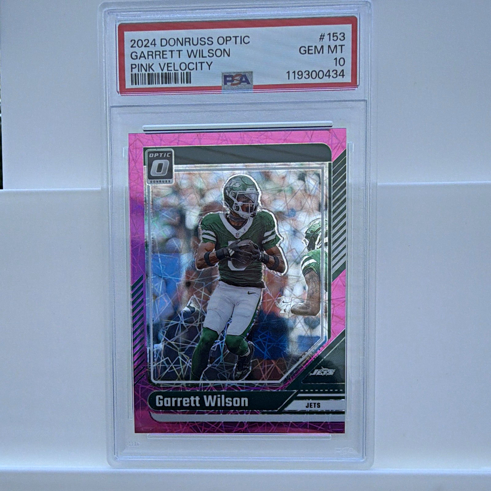 Panini 2024 Donruss Optic Garrett Wilson #153 Pink Velocity Prizm /80 PSA 10 