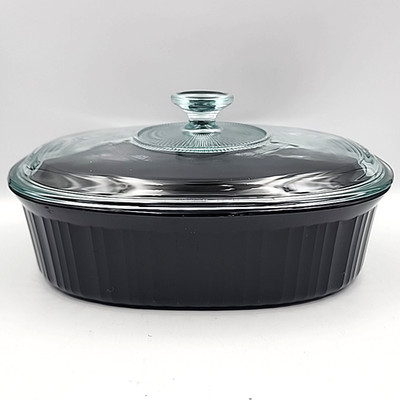 Corning Ware Casserole Dish French Black F-2-B 2.8L With Pyrex Lid Vintage