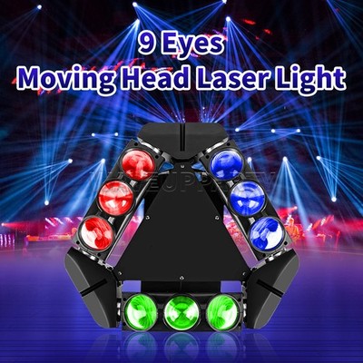 PAIDUN 9 Eyes RGB Spider Laser Light Moving Head Beam Stage Lamp Disco Bar DJ
