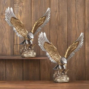 2-PC Gift Set 11.25"H Eagle Hunting Figurine Ornament Home Decor Unique Gift