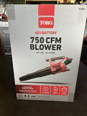 #ad Toro 750 CFM Blower 60V Battery 51826 2.5Ah 75 Minute Run Time $275.00