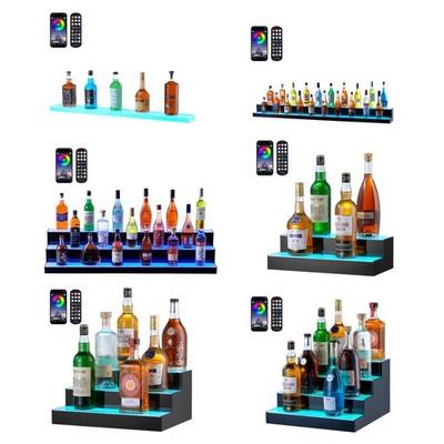 Uimoso16/48/72''1-4 Steps LED Lighted Liquor Bottle Display Bar Shelf App Control