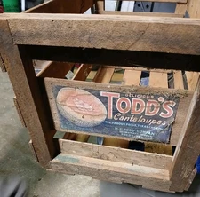 Todd's Cantelope Vintage Wooden Crate 14x24.5 Inches