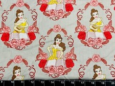 BTY Yard Princess Belle Beauty the Beast Rose Disney Cotton Fabric