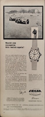 Enicar Ultrasonic Sherpa Stirling Moss Advertisement Watch 1 Page 1955 Original