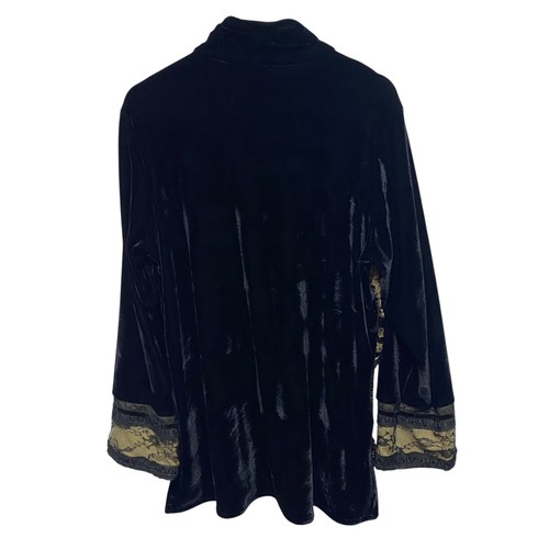Coldwater Creek Cardigan Women 1X Black Lace Mix Material Artsy Velvet Grunge - Picture 10 of 12