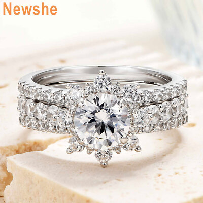 925 Sterling Silver Engagement Promise Wedding Ring Set AAAAA Cubic Zircon