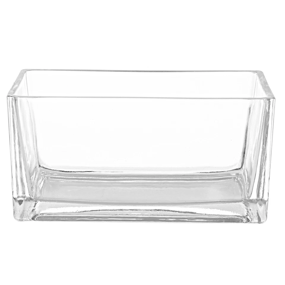 7.5-Inch Rectangular Glass Trough Vase, Succulent Planter Pot - Image 3 of 4