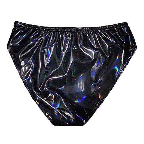Sexy Womens Faux Leather Shiny Wet Look Panties Bikini Thong Briefs Clubwear - Picture 10 of 21