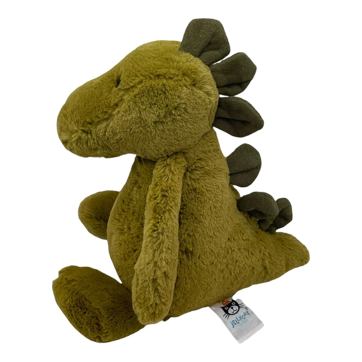 Jellycat London Green Dinosaur Dino Bashful Stuffed Animal Plush Toy 9”  Sitting