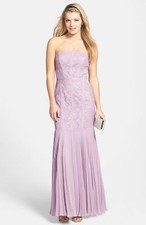 Js Collection Lace & Chiffon Strapless Trumpet Gown Sz 4 Lilac