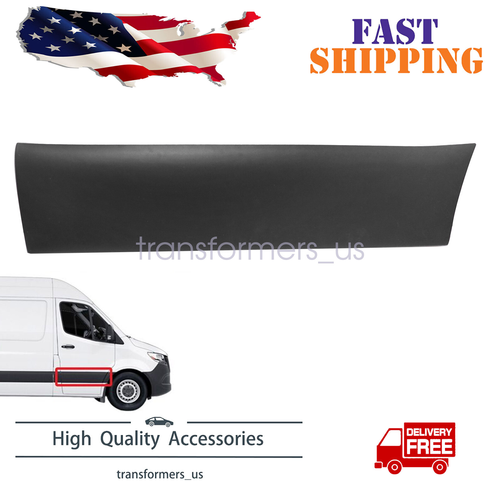 Fits Mercedes Benz Sprinter 1500-3500XD 2019-2024 Door Molding Trim Right Side