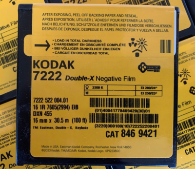 KODAK Double-X 16mm B&W Negative Film 7222 100FT - BRAND NEW